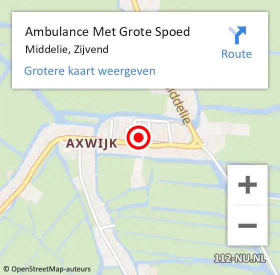 Locatie op kaart van de 112 melding: Ambulance Met Grote Spoed Naar Middelie, Zijvend op 5 november 2013 11:26