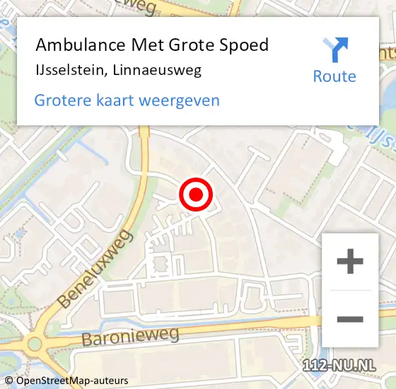 Locatie op kaart van de 112 melding: Ambulance Met Grote Spoed Naar IJsselstein, Linnaeusweg op 17 april 2015 18:28