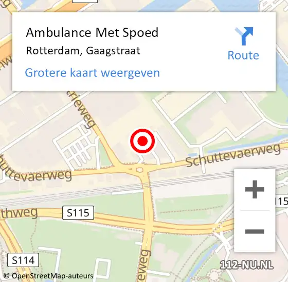 Locatie op kaart van de 112 melding: Ambulance Met Spoed Naar Rotterdam, Gaagstraat op 17 april 2015 18:29