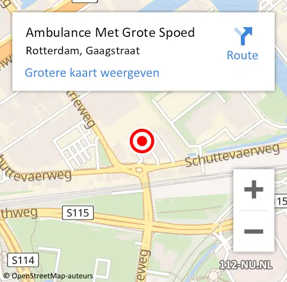 Locatie op kaart van de 112 melding: Ambulance Met Grote Spoed Naar Rotterdam, Gaagstraat op 17 april 2015 18:36