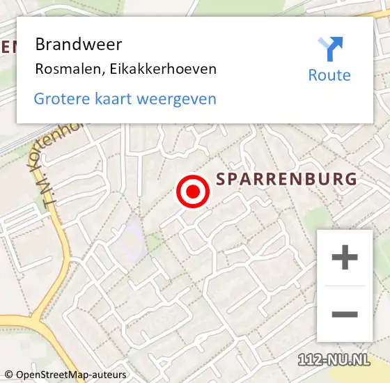 Locatie op kaart van de 112 melding: Brandweer Rosmalen, Eikakkerhoeven op 17 april 2015 21:21