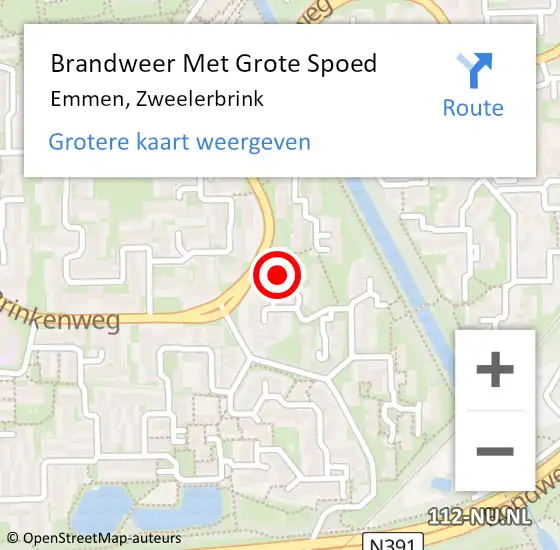 Locatie op kaart van de 112 melding: Brandweer Met Grote Spoed Naar Emmen, Zweelerbrink op 17 april 2015 21:24