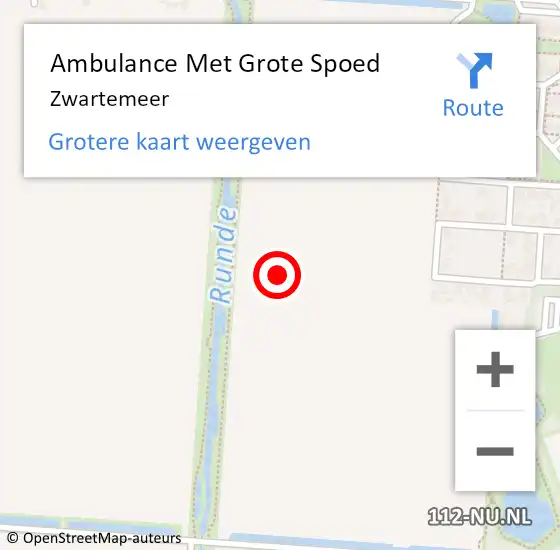 Locatie op kaart van de 112 melding: Ambulance Met Grote Spoed Naar Zwartemeer op 17 april 2015 21:51