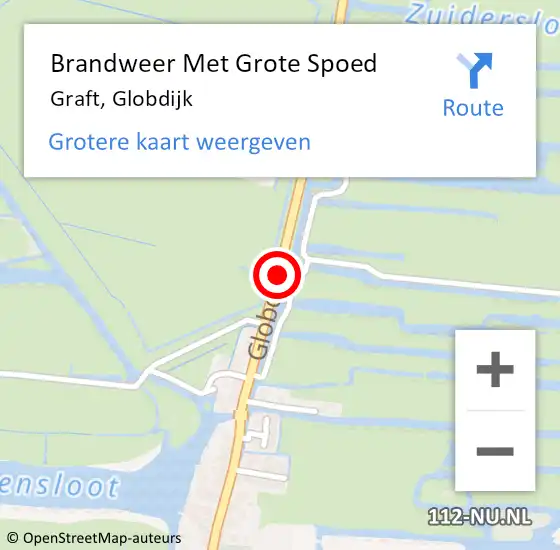 Locatie op kaart van de 112 melding: Brandweer Met Grote Spoed Naar Graft, Globdijk op 17 april 2015 22:05