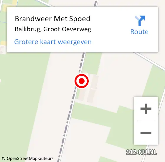 Locatie op kaart van de 112 melding: Brandweer Met Spoed Naar Balkbrug, Groot Oeverweg op 17 april 2015 22:38