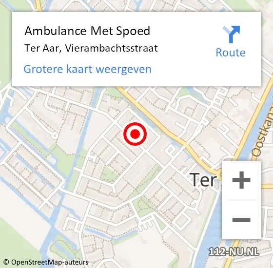 Locatie op kaart van de 112 melding: Ambulance Met Spoed Naar Ter Aar, Vierambachtsstraat op 17 april 2015 23:04