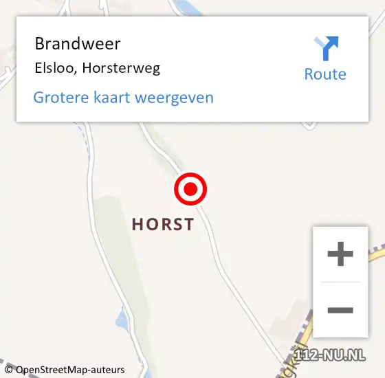 Locatie op kaart van de 112 melding: Brandweer Elsloo, Horsterweg op 17 april 2015 23:05