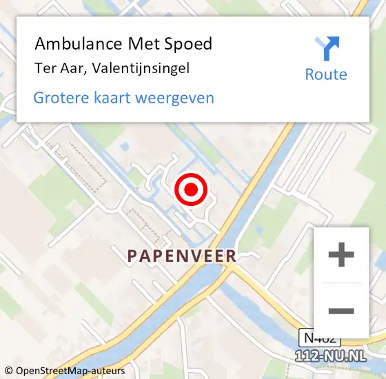 Locatie op kaart van de 112 melding: Ambulance Met Spoed Naar Ter Aar, Valentijnsingel op 17 april 2015 23:22