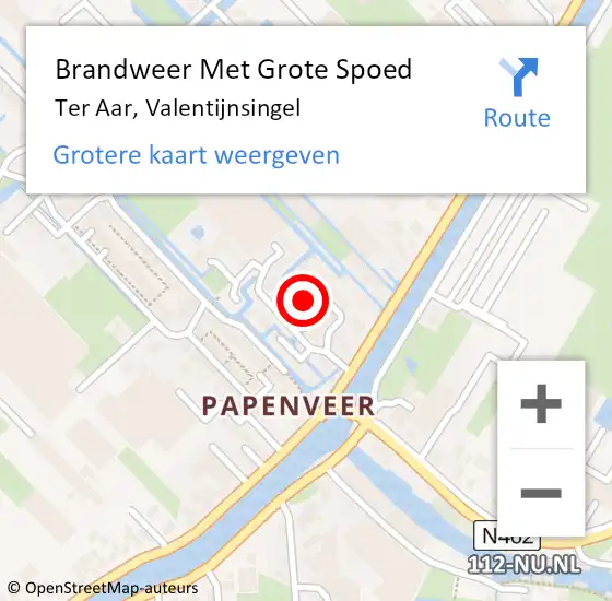 Locatie op kaart van de 112 melding: Brandweer Met Grote Spoed Naar Ter Aar, Valentijnsingel op 17 april 2015 23:23