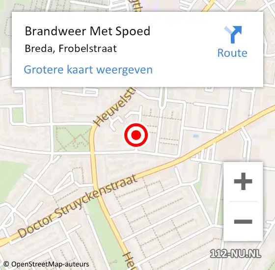 Locatie op kaart van de 112 melding: Brandweer Met Spoed Naar Breda, Frobelstraat op 17 april 2015 23:37