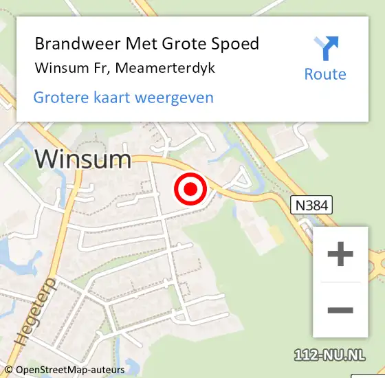 Locatie op kaart van de 112 melding: Brandweer Met Grote Spoed Naar Winsum Fr, Meamerterdyk op 5 november 2013 12:03