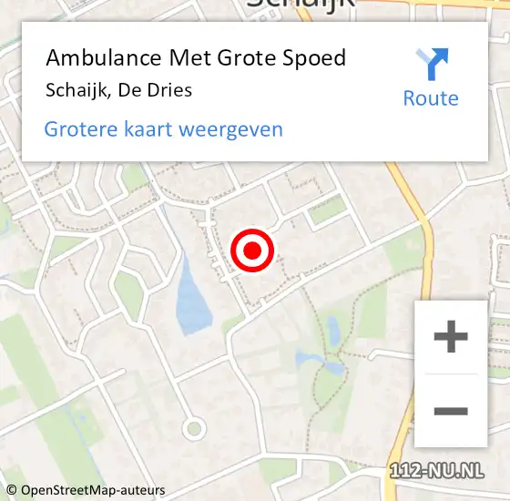 Locatie op kaart van de 112 melding: Ambulance Met Grote Spoed Naar Schaijk, De Dries op 18 april 2015 10:32