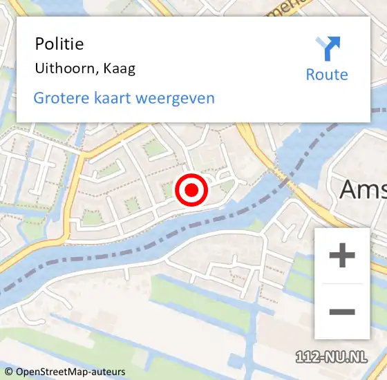 Locatie op kaart van de 112 melding: Politie Uithoorn, Kaag op 5 november 2013 12:23