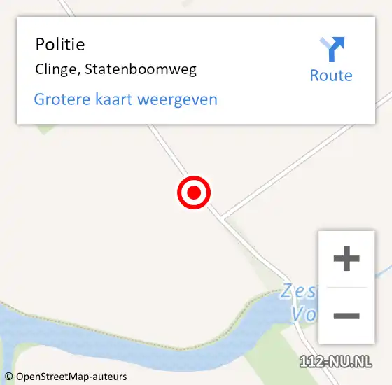 Locatie op kaart van de 112 melding: Politie Clinge, Statenboomweg op 18 april 2015 11:23