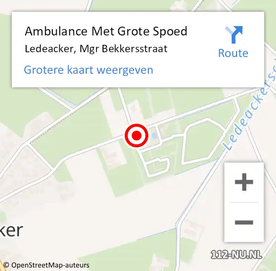 Locatie op kaart van de 112 melding: Ambulance Met Grote Spoed Naar Ledeacker, Mgr Bekkersstraat op 18 april 2015 11:32