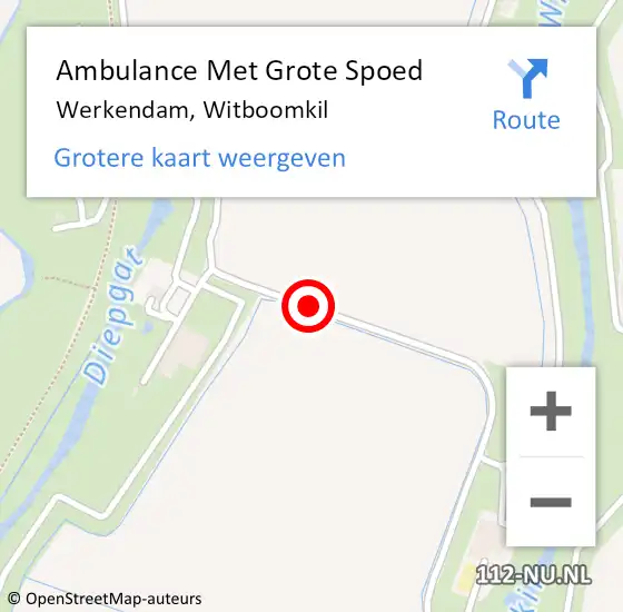 Locatie op kaart van de 112 melding: Ambulance Met Grote Spoed Naar Werkendam, Witboomkil op 18 april 2015 11:35