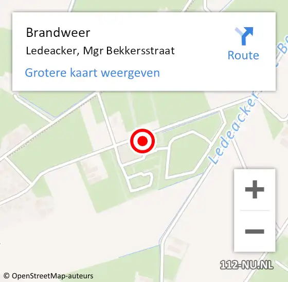 Locatie op kaart van de 112 melding: Brandweer Ledeacker, Mgr Bekkersstraat op 18 april 2015 11:36