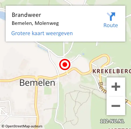 Locatie op kaart van de 112 melding: Brandweer Bemelen, Molenweg op 18 april 2015 11:42