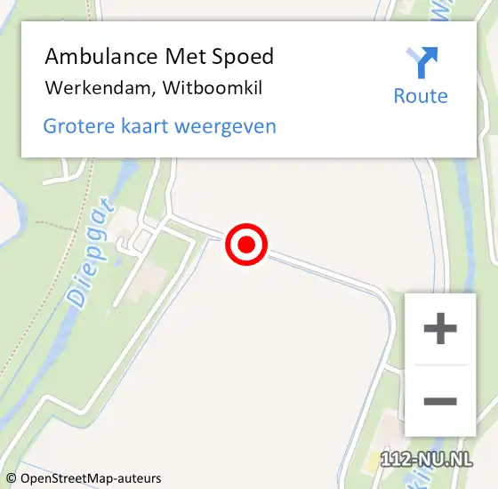 Locatie op kaart van de 112 melding: Ambulance Met Spoed Naar Werkendam, Witboomkil op 18 april 2015 11:45