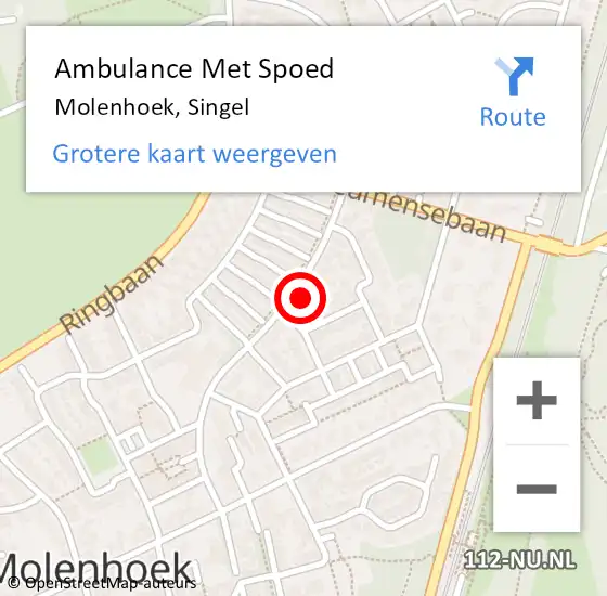 Locatie op kaart van de 112 melding: Ambulance Met Spoed Naar Molenhoek, Singel op 18 april 2015 11:48