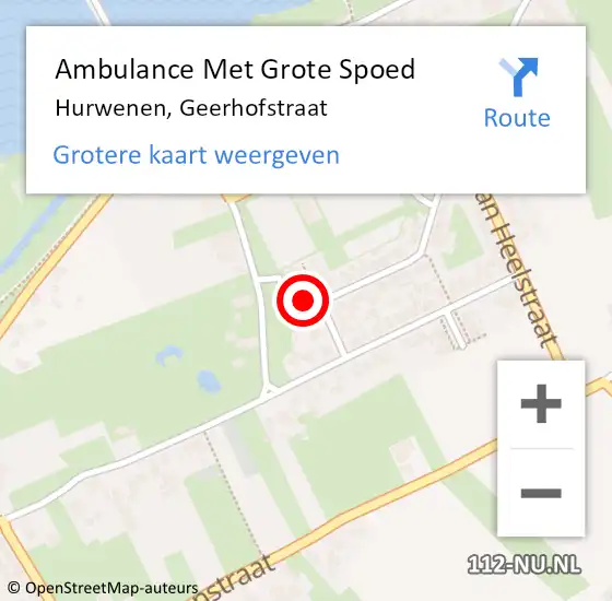 Locatie op kaart van de 112 melding: Ambulance Met Grote Spoed Naar Hurwenen, Geerhofstraat op 18 april 2015 11:51