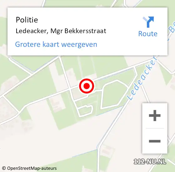 Locatie op kaart van de 112 melding: Politie Ledeacker, Mgr Bekkersstraat op 18 april 2015 12:01