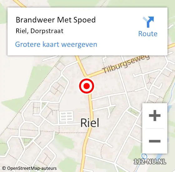 Locatie op kaart van de 112 melding: Brandweer Met Spoed Naar Riel, Dorpstraat op 18 april 2015 12:19