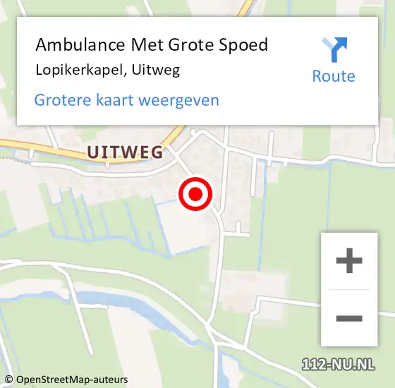 Locatie op kaart van de 112 melding: Ambulance Met Grote Spoed Naar Lopikerkapel, Uitweg op 18 april 2015 12:26