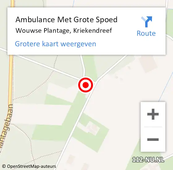 Locatie op kaart van de 112 melding: Ambulance Met Grote Spoed Naar Wouwse Plantage, Kriekendreef op 18 april 2015 12:30