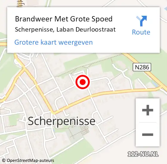 Locatie op kaart van de 112 melding: Brandweer Met Grote Spoed Naar Scherpenisse, Laban Deurloostraat op 18 april 2015 12:31