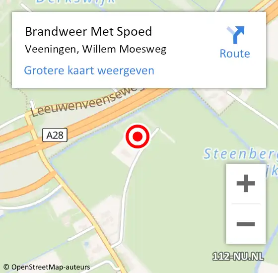 Locatie op kaart van de 112 melding: Brandweer Met Spoed Naar Veeningen, Willem Moesweg op 18 april 2015 14:08