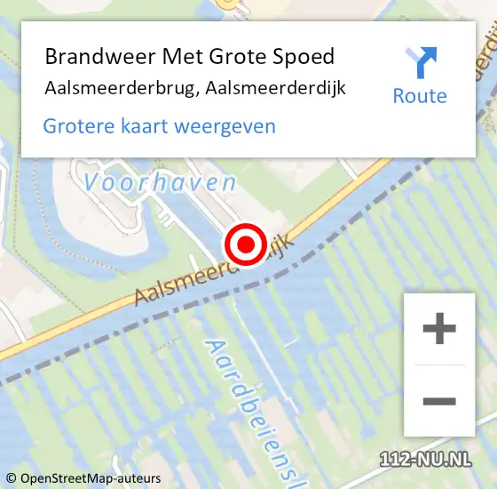 Locatie op kaart van de 112 melding: Brandweer Met Grote Spoed Naar Aalsmeerderbrug, Aalsmeerderdijk op 18 april 2015 14:20