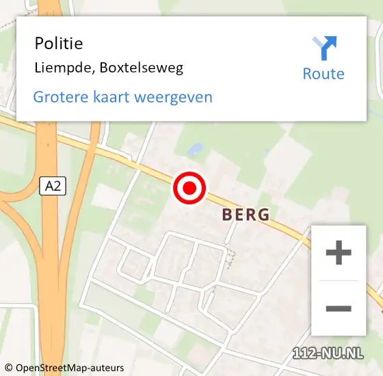 Locatie op kaart van de 112 melding: Politie Liempde, Boxtelseweg op 18 april 2015 14:55