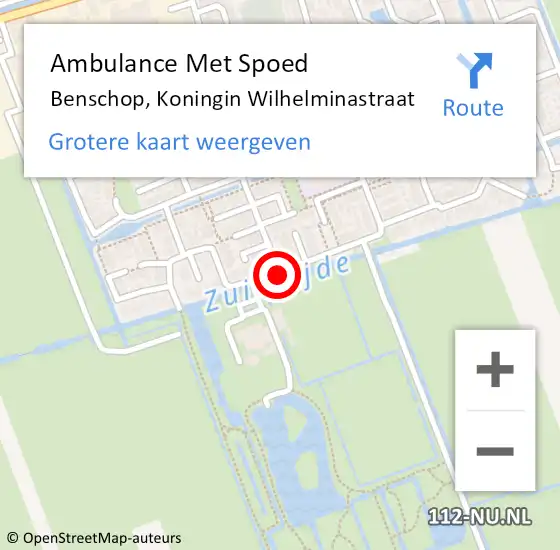 Locatie op kaart van de 112 melding: Ambulance Met Spoed Naar Benschop, Koningin Wilhelminastraat op 18 april 2015 15:12