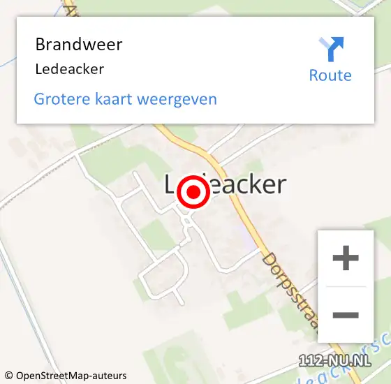 Locatie op kaart van de 112 melding: Brandweer Ledeacker op 18 april 2015 15:45
