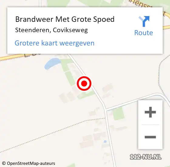 Locatie op kaart van de 112 melding: Brandweer Met Grote Spoed Naar Steenderen, Covikseweg op 18 april 2015 16:56