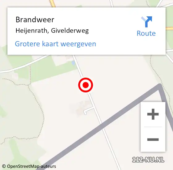 Locatie op kaart van de 112 melding: Brandweer Heijenrath, Givelderweg op 18 april 2015 17:29