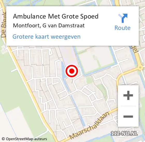 Locatie op kaart van de 112 melding: Ambulance Met Grote Spoed Naar Montfoort, G van Damstraat op 18 april 2015 18:26