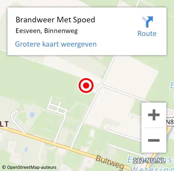 Locatie op kaart van de 112 melding: Brandweer Met Spoed Naar Eesveen, Binnenweg op 18 april 2015 18:58
