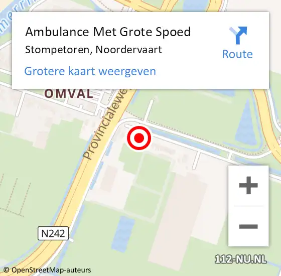 Locatie op kaart van de 112 melding: Ambulance Met Grote Spoed Naar Stompetoren, Noordervaart op 18 april 2015 20:18