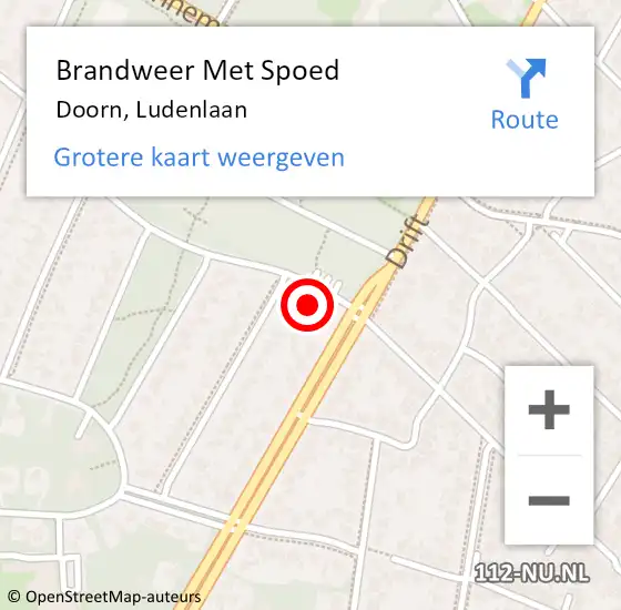 Locatie op kaart van de 112 melding: Brandweer Met Spoed Naar Doorn, Ludenlaan op 18 april 2015 23:47