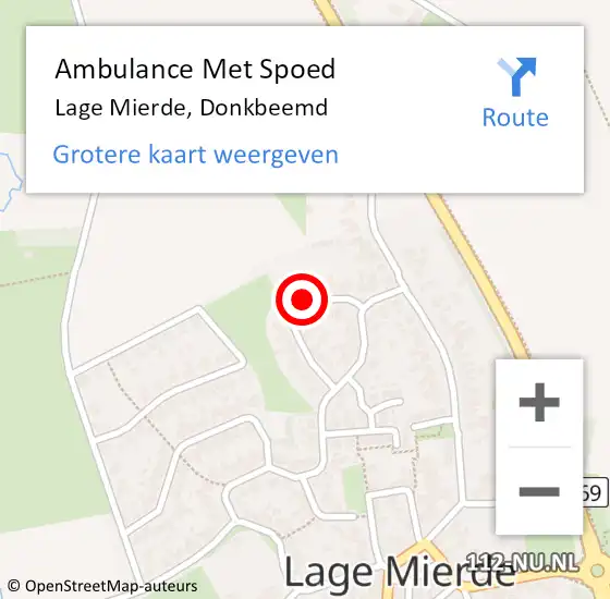 Locatie op kaart van de 112 melding: Ambulance Met Spoed Naar Lage Mierde, Donkbeemd op 18 april 2015 23:51