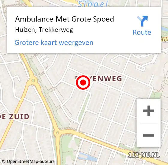 Locatie op kaart van de 112 melding: Ambulance Met Grote Spoed Naar Huizen, Trekkerweg op 19 april 2015 00:21