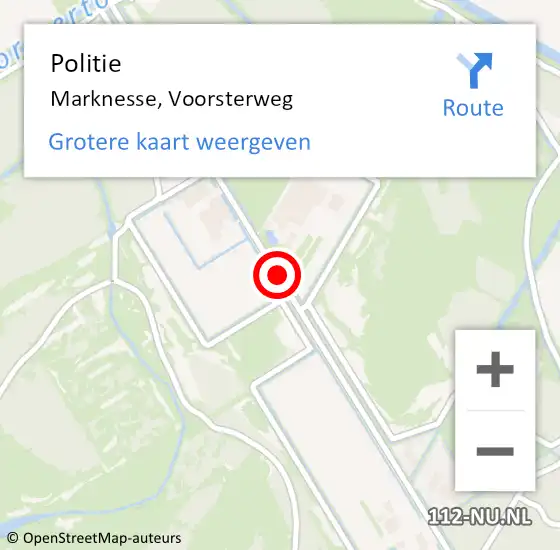 Locatie op kaart van de 112 melding: Politie Marknesse, Voorsterweg op 19 april 2015 01:08