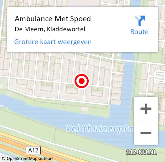 Locatie op kaart van de 112 melding: Ambulance Met Spoed Naar De Meern, Kladdewortel op 19 april 2015 02:23