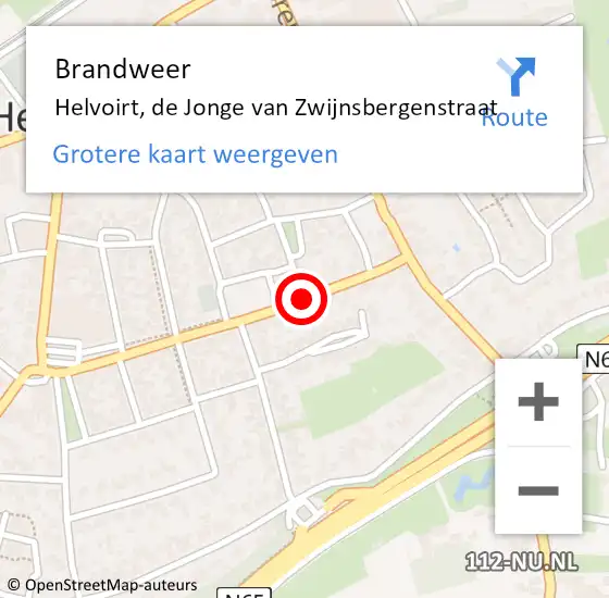 Locatie op kaart van de 112 melding: Brandweer Helvoirt, de Jonge van Zwijnsbergenstraat op 19 april 2015 07:17