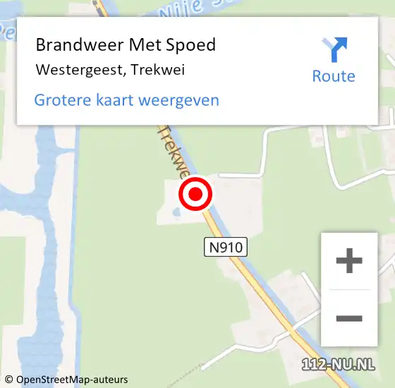 Locatie op kaart van de 112 melding: Brandweer Met Spoed Naar Westergeest, Trekwei op 19 april 2015 07:55