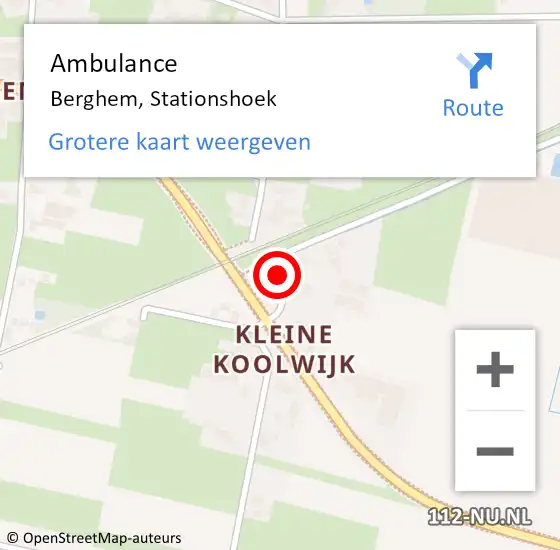 Locatie op kaart van de 112 melding: Ambulance Berghem, Stationshoek op 5 november 2013 13:38