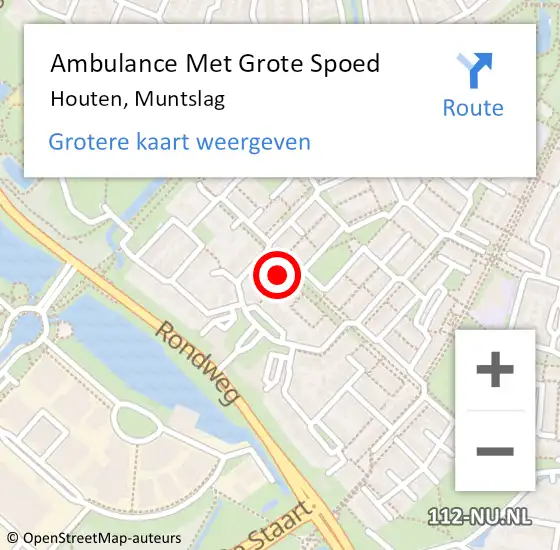 Locatie op kaart van de 112 melding: Ambulance Met Grote Spoed Naar Houten, Muntslag op 19 april 2015 08:02