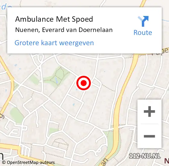 Locatie op kaart van de 112 melding: Ambulance Met Spoed Naar Nuenen, Everard van Doernelaan op 19 april 2015 08:23